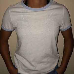 White & blue tee